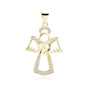 Pandantiv argint placat cu aur galben ingeras cu inima si pietre DiAmanti Z1598C_G-DIA (Argint 925‰ 1,5 g.)